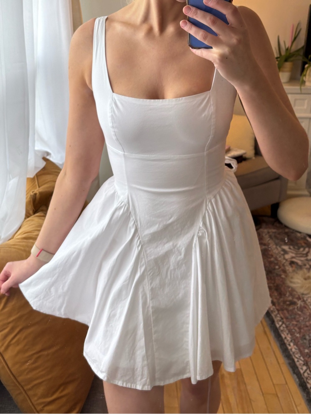 White Square-Neck Fit & Flare Dress - Picture 2 of 7